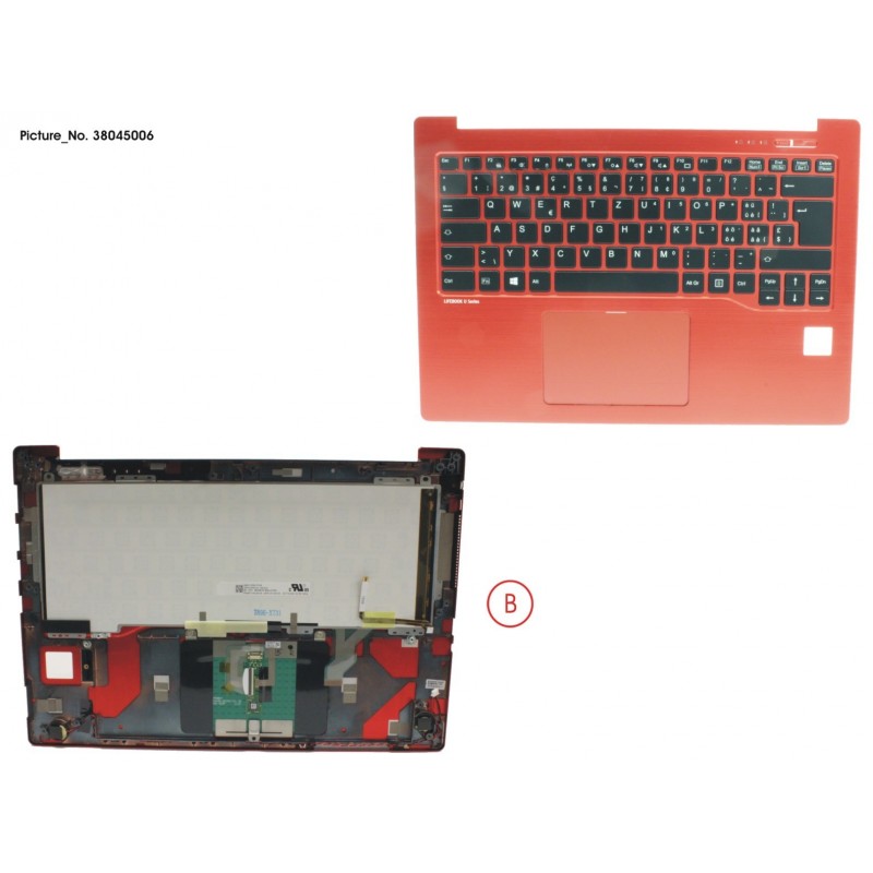 38045006 - UPPER ASSY RED INCL. KEYBOARD SWISS