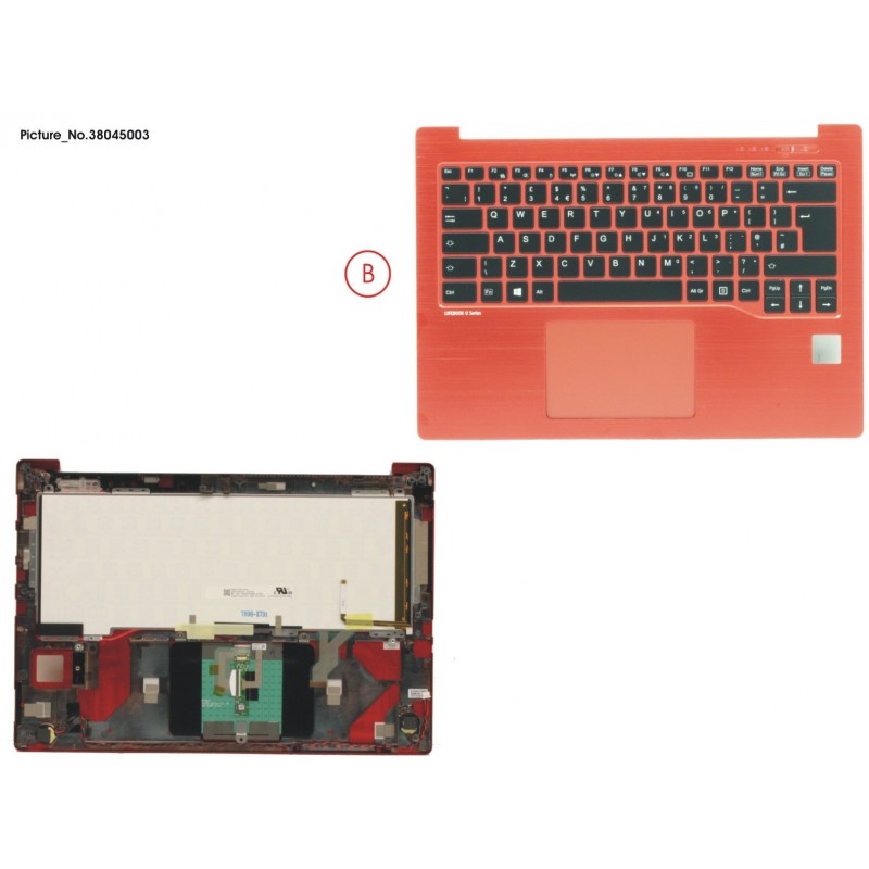 38045003 - UPPER ASSY RED INCL. KEYBOARD UK