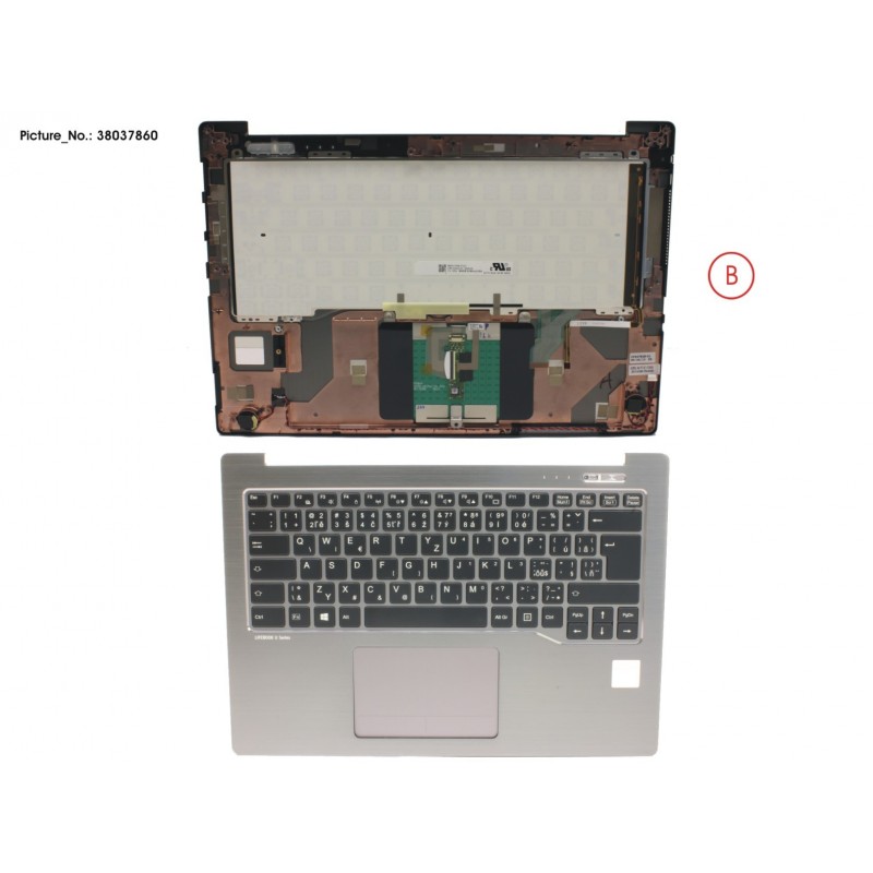 38037860 - UPPER ASSY SILV INCL. KEYBOARD CZECH/SLO