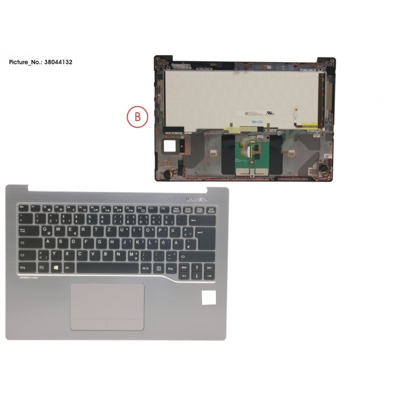 38044132 - UPPER ASSY SILV INCL. KEYBOARD GERMAN