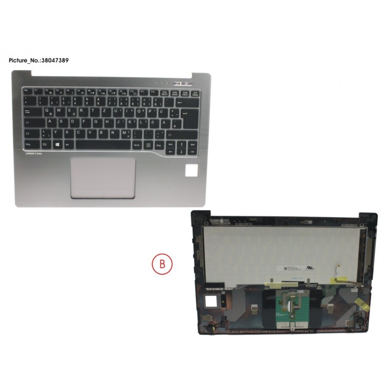 38047389 - UPPER ASSY SILV INCL. KEYBOARD GERMAN