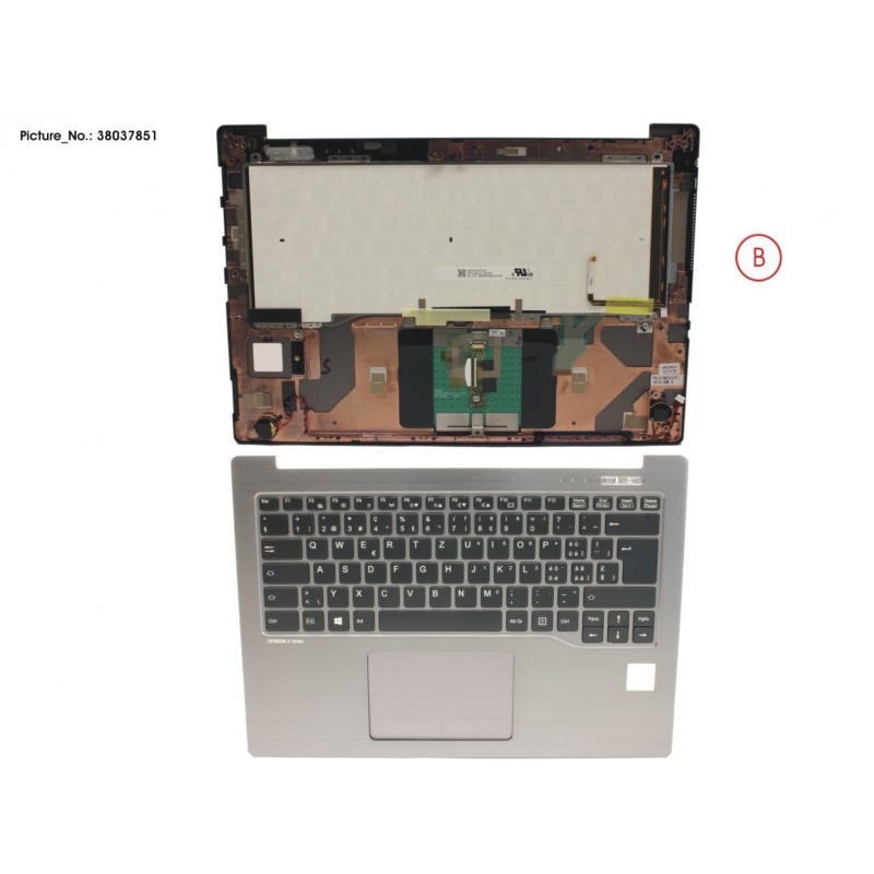 38037851 - UPPER ASSY SILV INCL. KEYBOARD SWISS