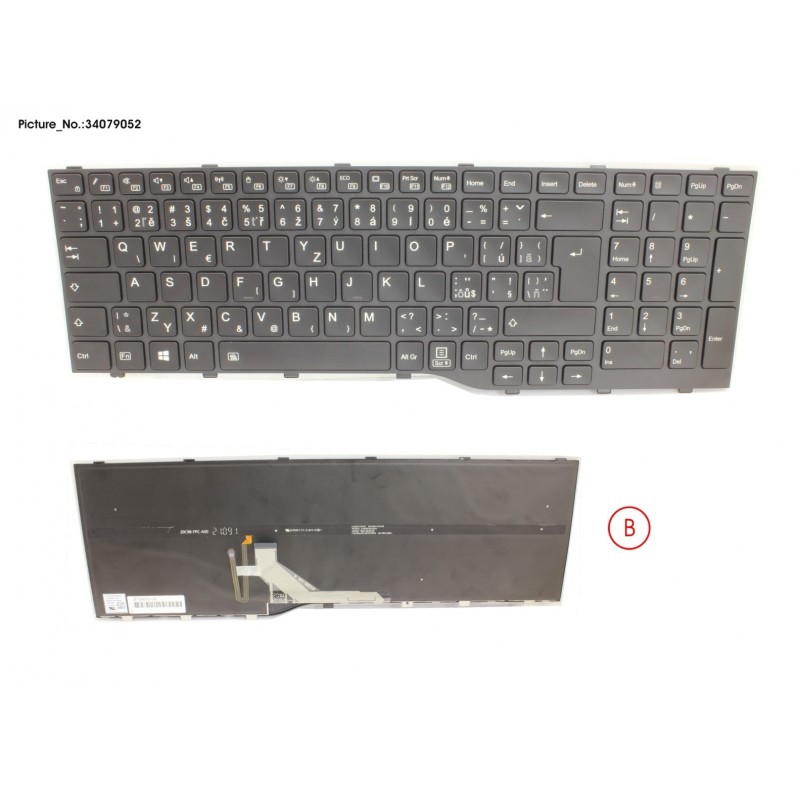 34079052 - KEYBOARD BLACK W/ BL CZECH/SLOVAK/US