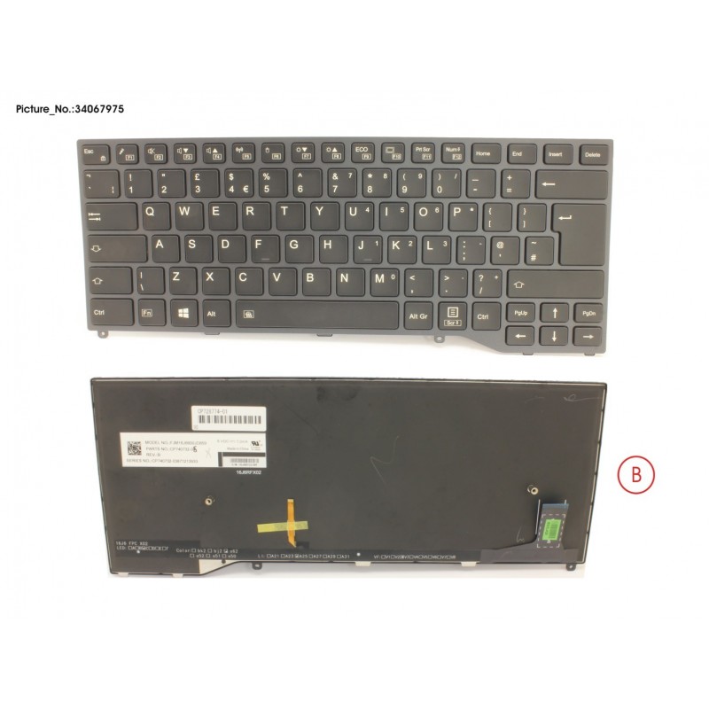 34067975 - KEYBOARD BLACK W/ BL UK