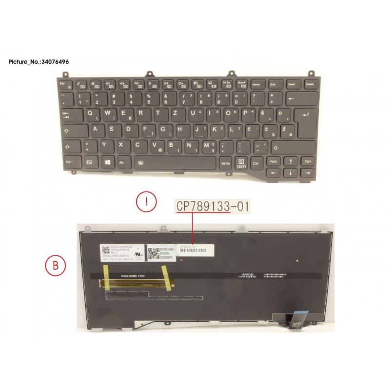 34076496 - KEYBOARD BLACK W/ BL EAST EUROPE