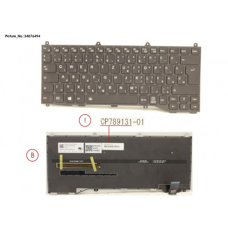 34076494 - KEYBOARD BLACK W/ BL HUNGARY