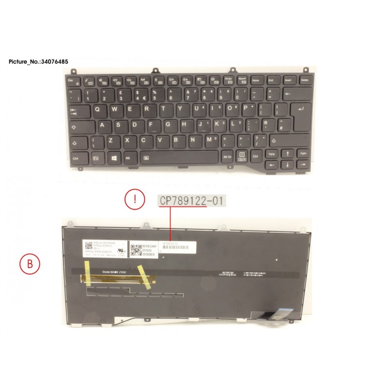 34076485 - KEYBOARD BLACK W/ BL UK