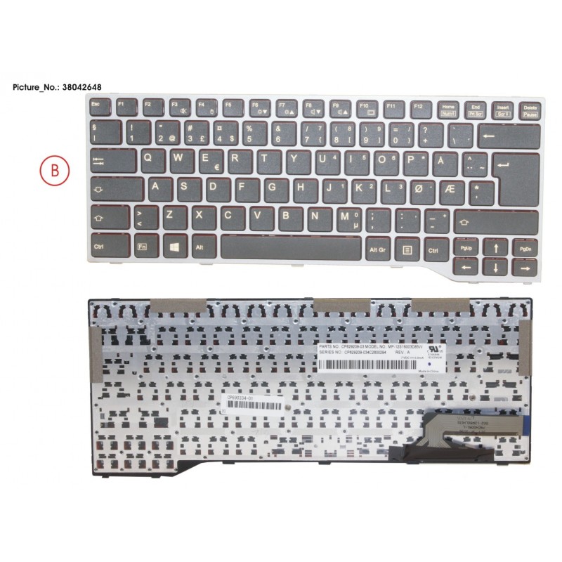 38042648 - KEYBOARD BLACK W/O TS NORWAY