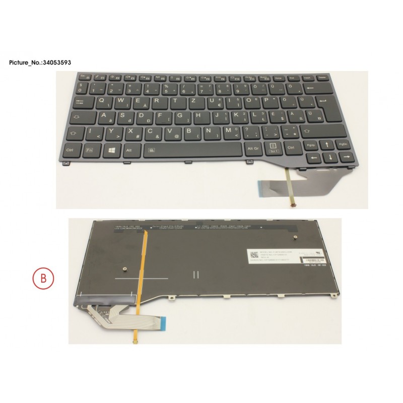 34053593 - KEYBOARD BLACK W/ BL HUNGARY