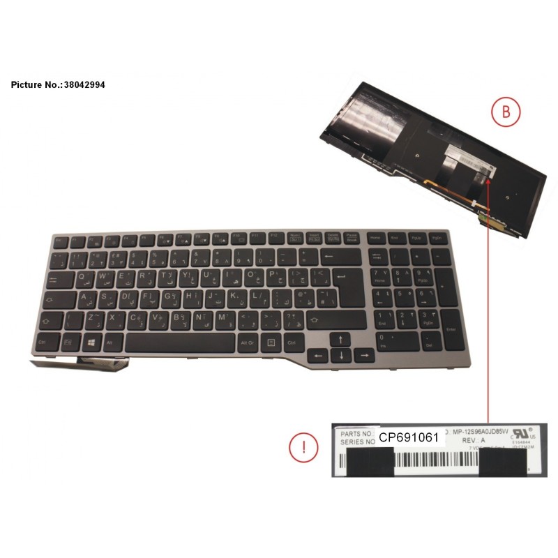 38042994 - KEYBOARD 10KEY BLACK W/ BL ARABIC/UK