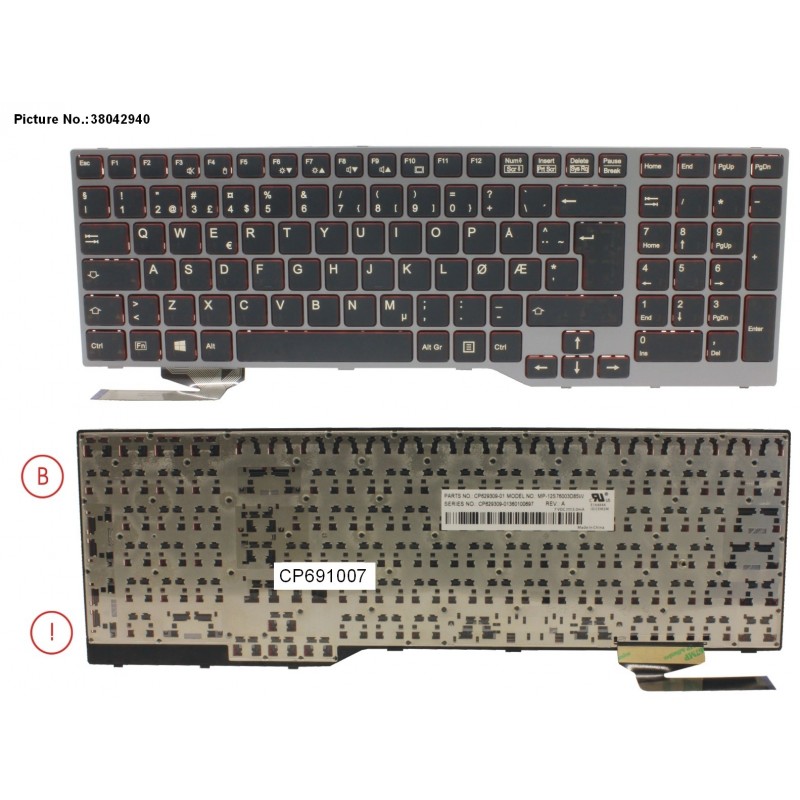 38042940 - KEYBOARD 10KEY BLACK W/O TS NORWAY