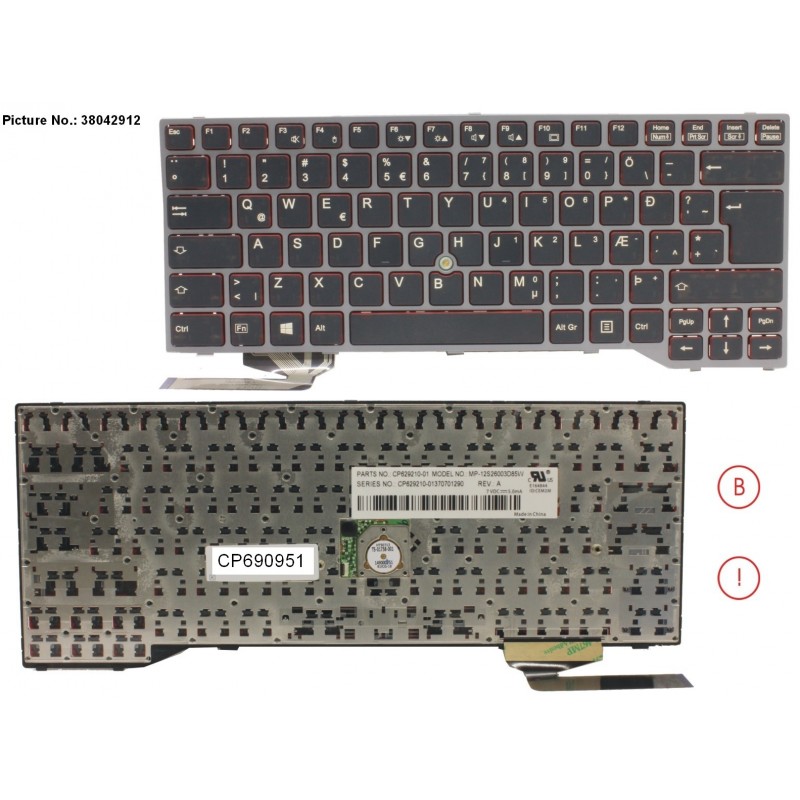 38042912 - KEYBOARD BLACK W/ TS ICELAND